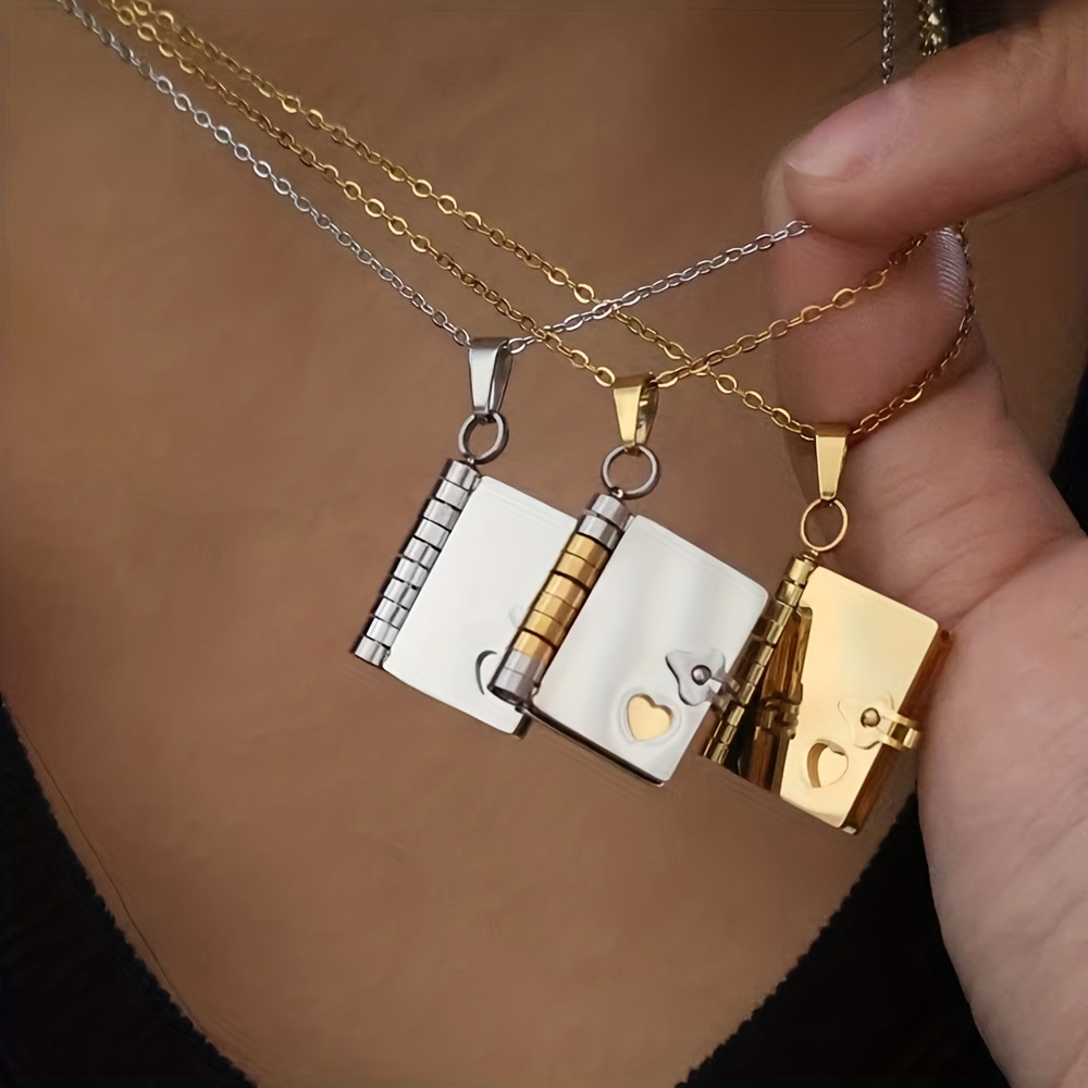 Personalized Golden Mini Book Pendant Necklace — Custom Gift